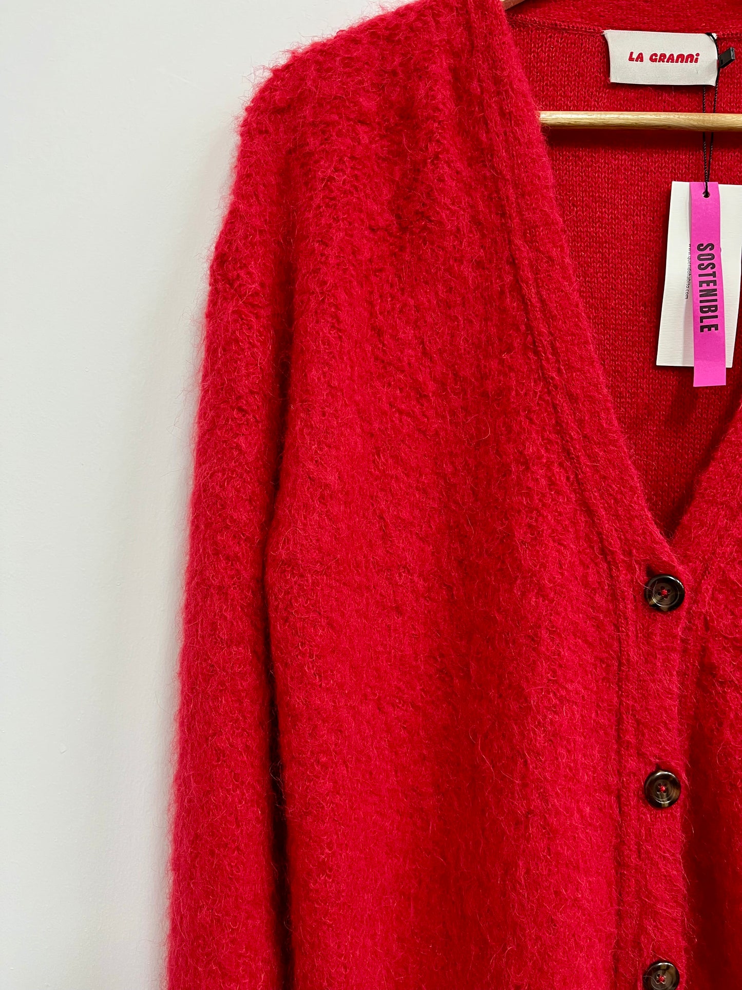 Chompa roja botones baby alpaca - La Granni - Talla S