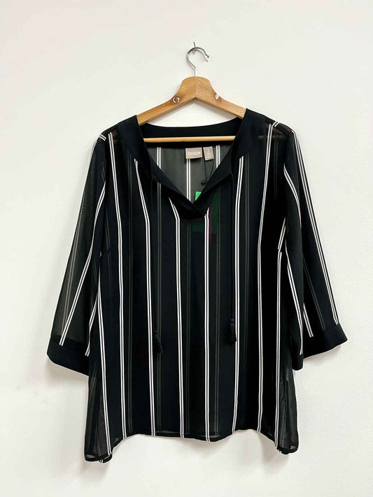 Blusa negra con rayas blancas - Chicco´s - Talla M