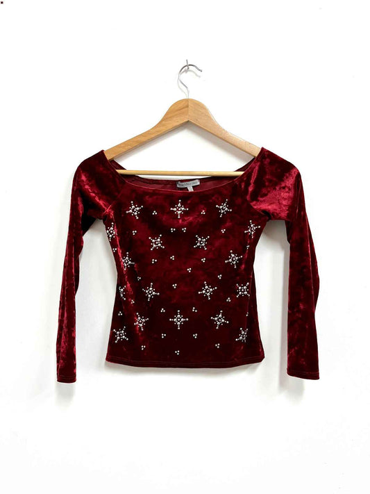 Top vino con perlas - Charlotte Russe - Talla S