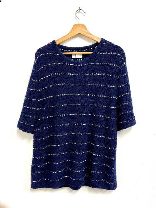Polo azul líneas baby alpaca - Marita Cornejo - Talla M