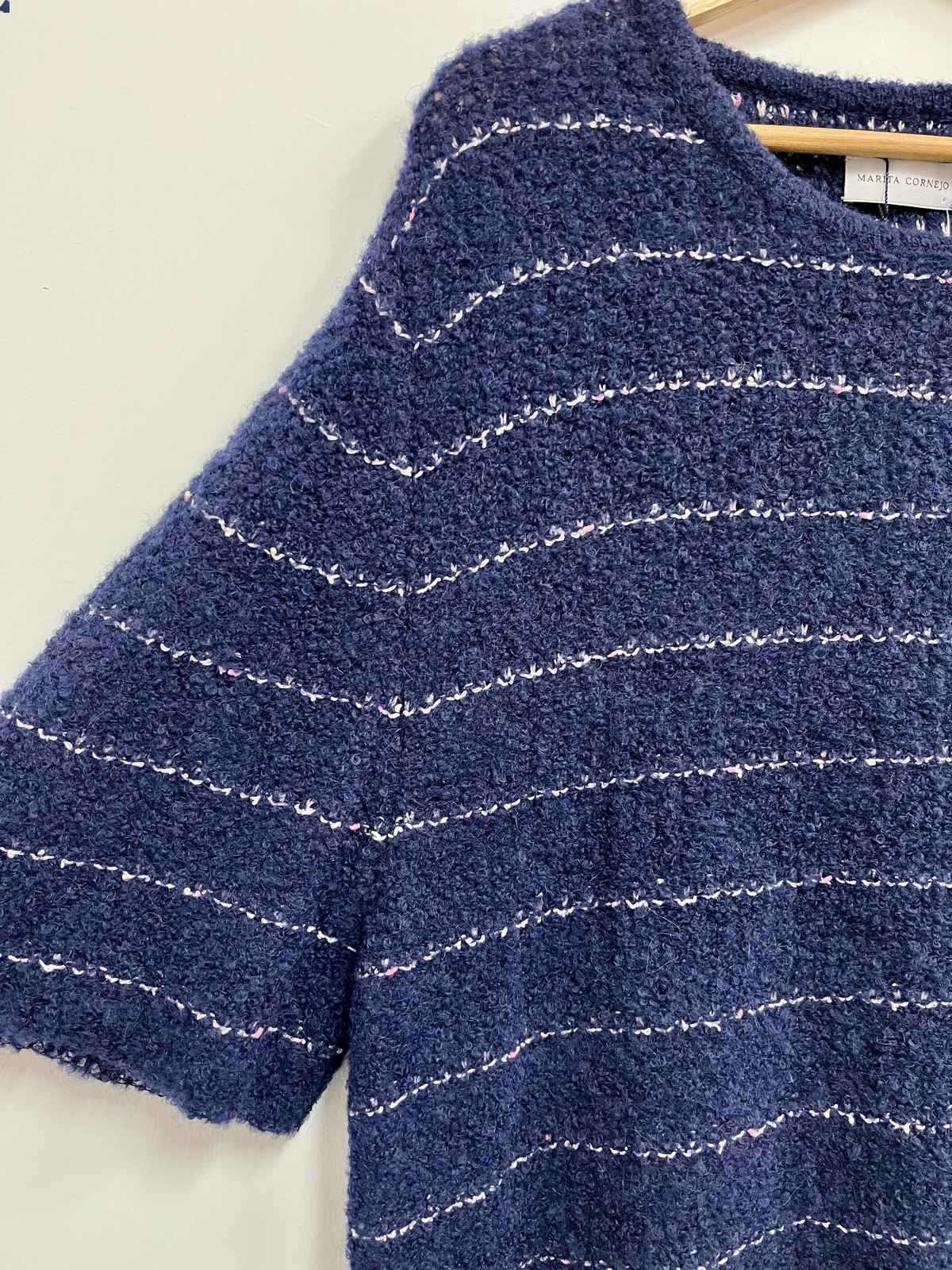 Polo azul líneas baby alpaca - Marita Cornejo - Talla M