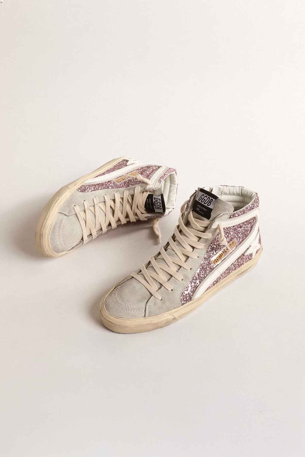 Zapatillas blancas con efecto escarcha morado - Golden Goose - Talla 37