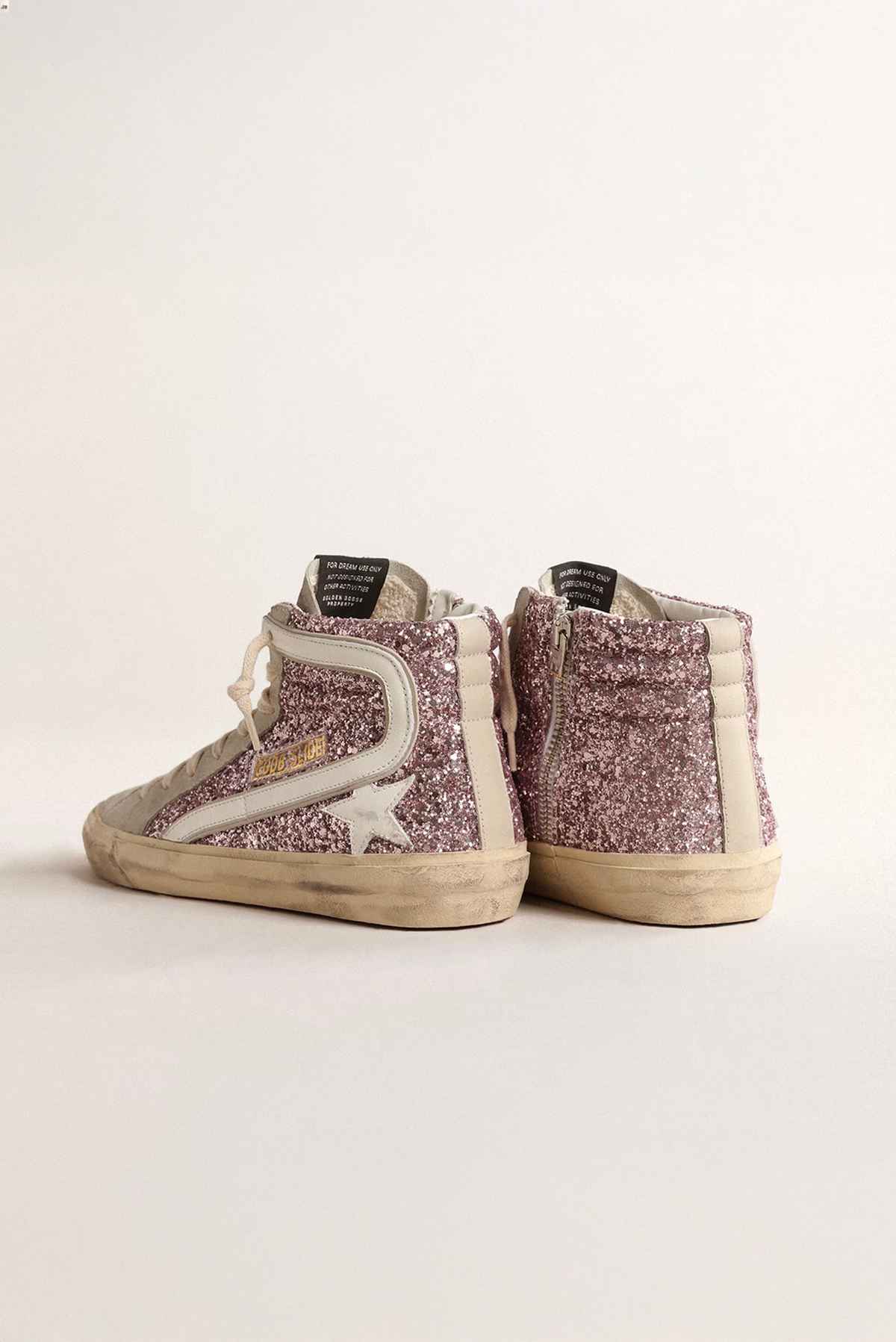 Zapatillas blancas con efecto escarcha morado - Golden Goose - Talla 37