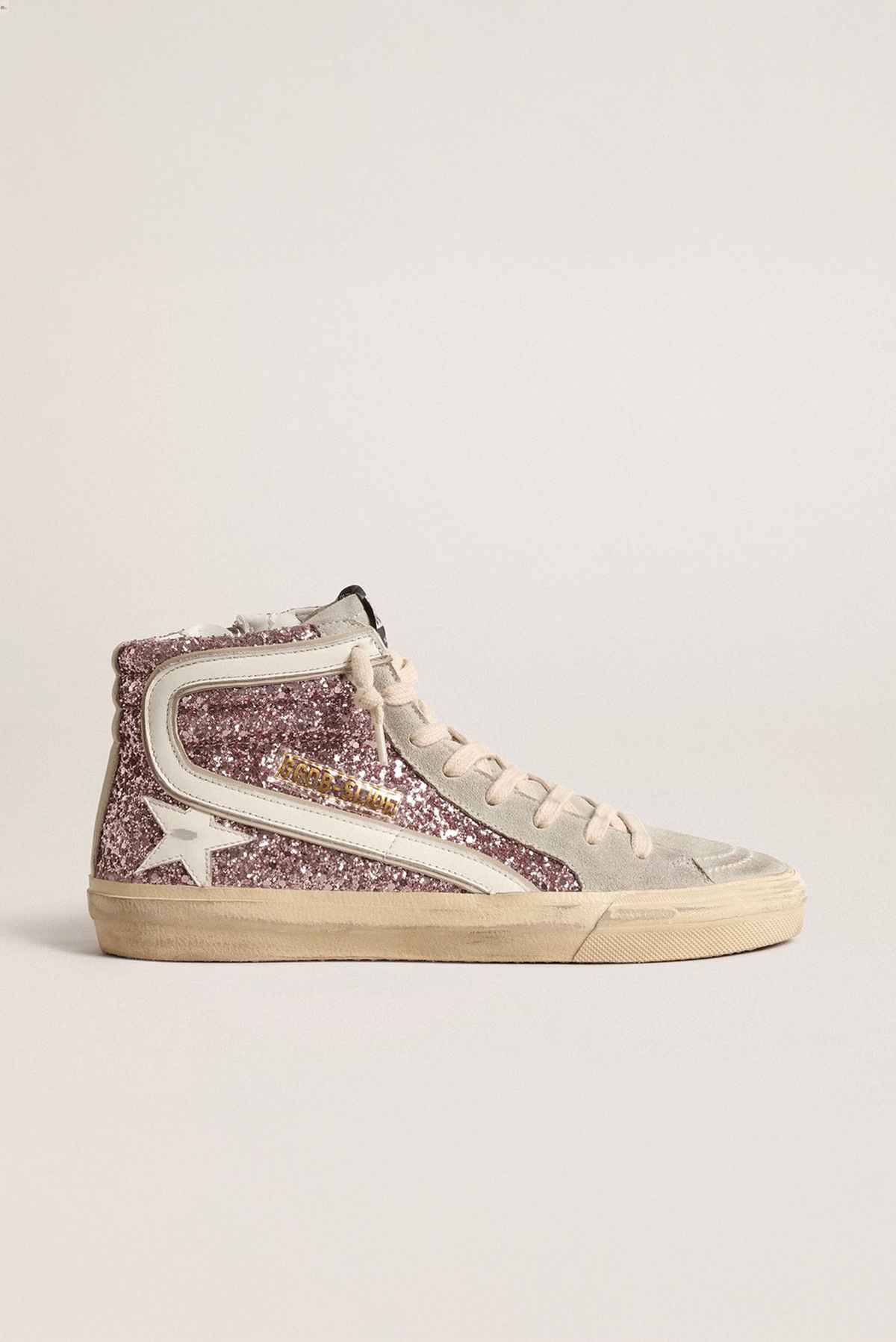 Zapatillas blancas con efecto escarcha morado - Golden Goose - Talla 37